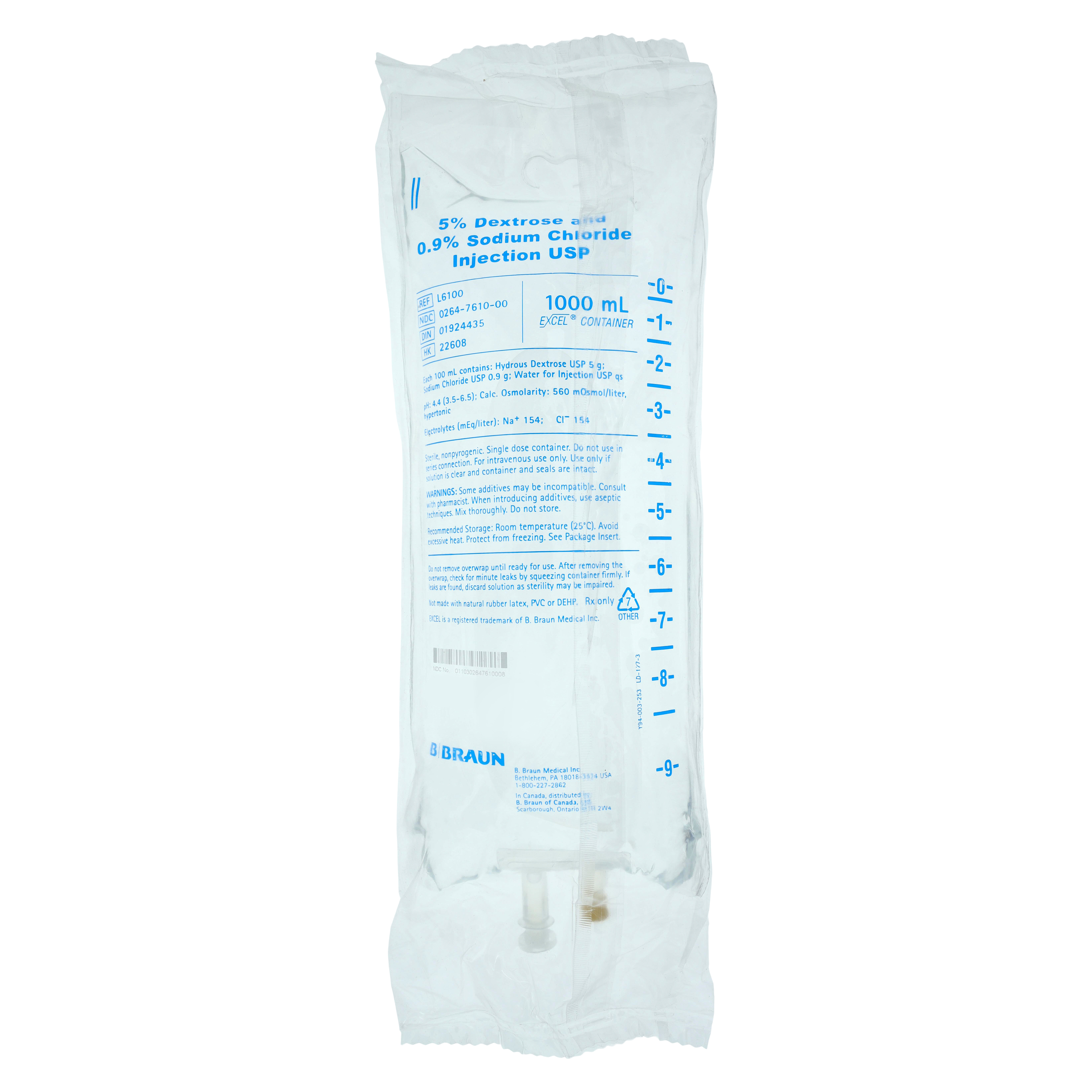 IV Injection Solution Dextrose 5%/Sodium Chloride 0.9% 1000 Plstc Inj Cntnr Bag